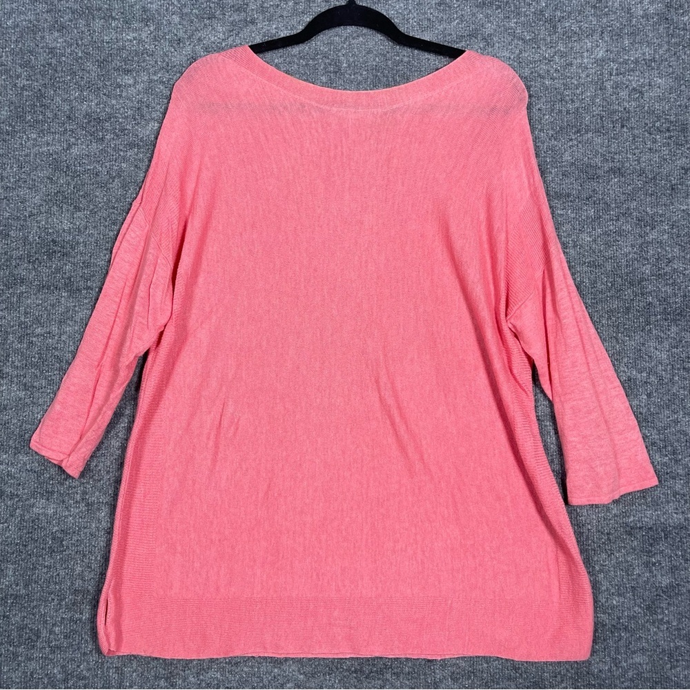 J Jill Women’s XL Pink Linen Knit 3/4 Sleeve Lightweight Soft Sweater Top